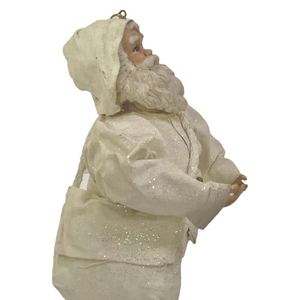 Ceramic & Paper Mache Winterland Santa With Pouch Christmas Ornament - Picture 2 of 7